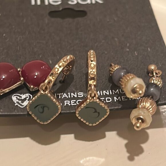 The Sak Gold Tone Fall Jewelry Set Burgundy Olive Green Bohemian Style Gift NWT - Picture 7 of 10